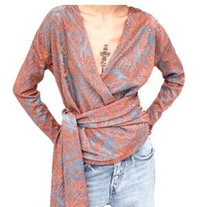 ZARA TRAFALUC WRAP AROUND LUREX BLOUSE
